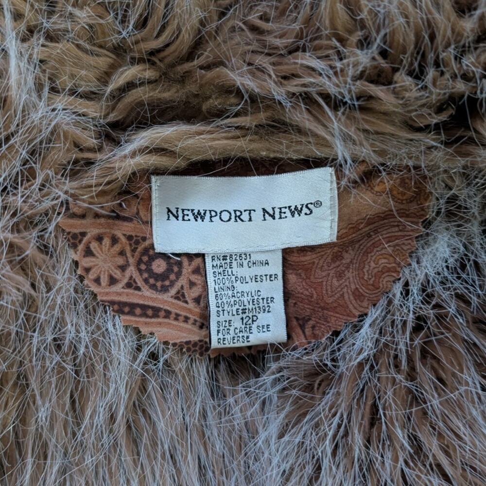 90s Vintage Penny Lane Groovy Faux Fur Jacket Shaggy Afghan Tapestry Trench Coat - Picture 8 of 9